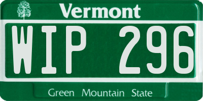 VT license plate WIP296