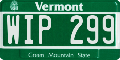 VT license plate WIP299