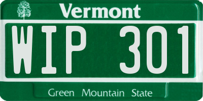 VT license plate WIP301