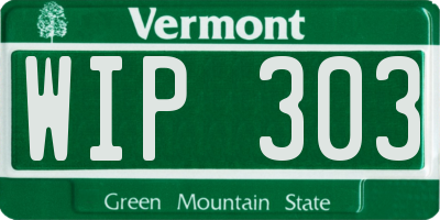 VT license plate WIP303