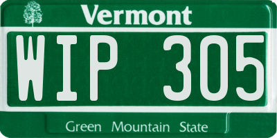 VT license plate WIP305