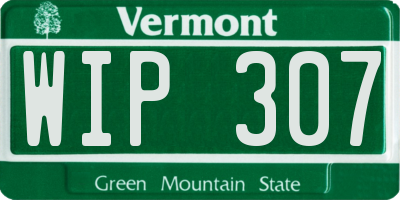 VT license plate WIP307
