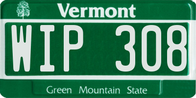 VT license plate WIP308