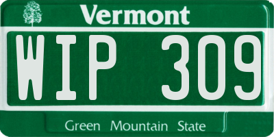 VT license plate WIP309