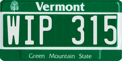 VT license plate WIP315