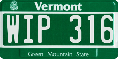 VT license plate WIP316