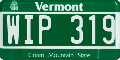 VT license plate WIP319