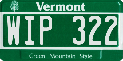 VT license plate WIP322