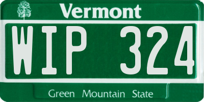 VT license plate WIP324