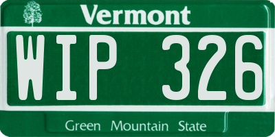 VT license plate WIP326