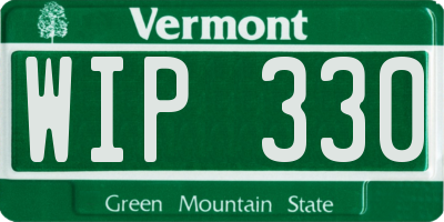VT license plate WIP330