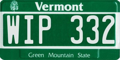 VT license plate WIP332