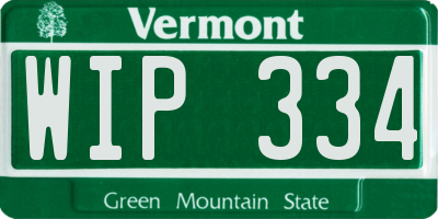 VT license plate WIP334