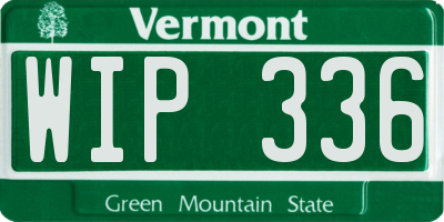 VT license plate WIP336
