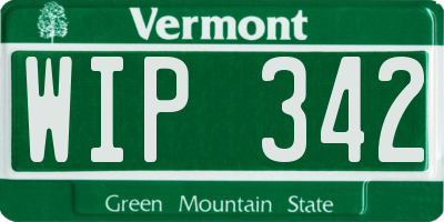 VT license plate WIP342