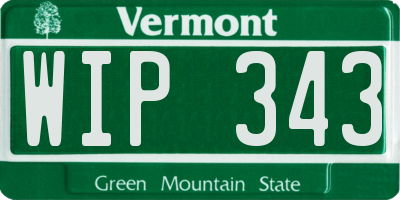 VT license plate WIP343