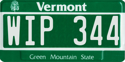VT license plate WIP344