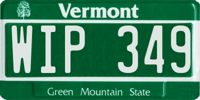 VT license plate WIP349