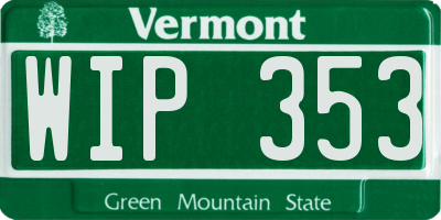 VT license plate WIP353