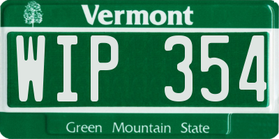 VT license plate WIP354