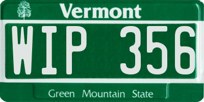 VT license plate WIP356