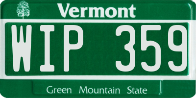 VT license plate WIP359