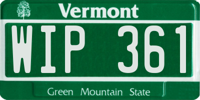 VT license plate WIP361