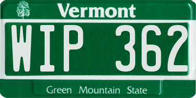 VT license plate WIP362