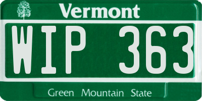 VT license plate WIP363