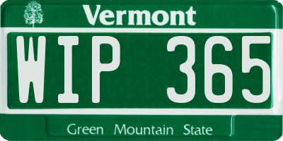 VT license plate WIP365