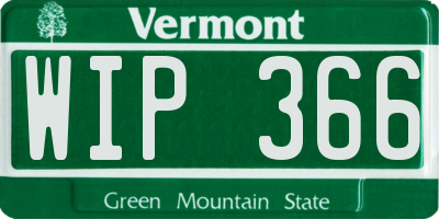 VT license plate WIP366