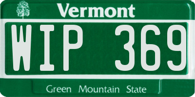 VT license plate WIP369