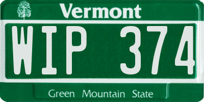 VT license plate WIP374