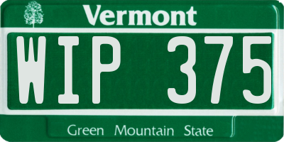 VT license plate WIP375