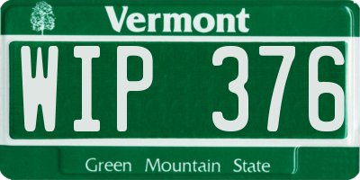 VT license plate WIP376