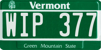 VT license plate WIP377