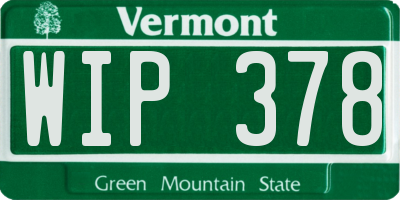 VT license plate WIP378