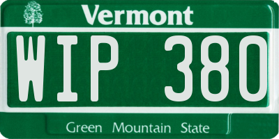VT license plate WIP380