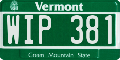 VT license plate WIP381