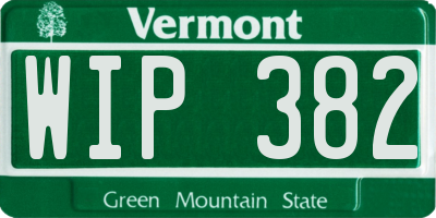 VT license plate WIP382