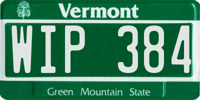 VT license plate WIP384