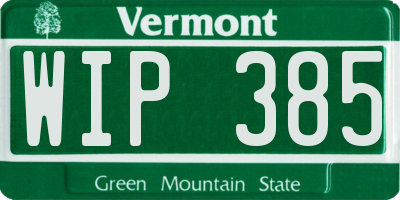 VT license plate WIP385
