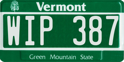 VT license plate WIP387