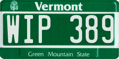 VT license plate WIP389