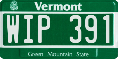 VT license plate WIP391