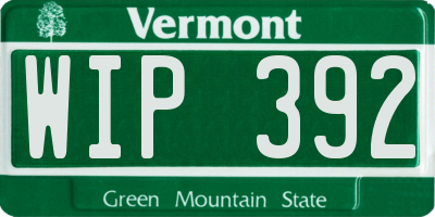 VT license plate WIP392
