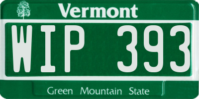 VT license plate WIP393