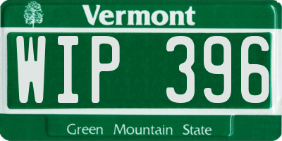 VT license plate WIP396