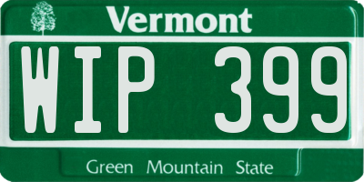 VT license plate WIP399