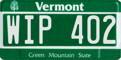 VT license plate WIP402
